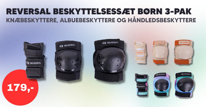 beskyttelsessæt til børn med knæbeskyttere, albuebeskyttere og håndledsbeskyttere
