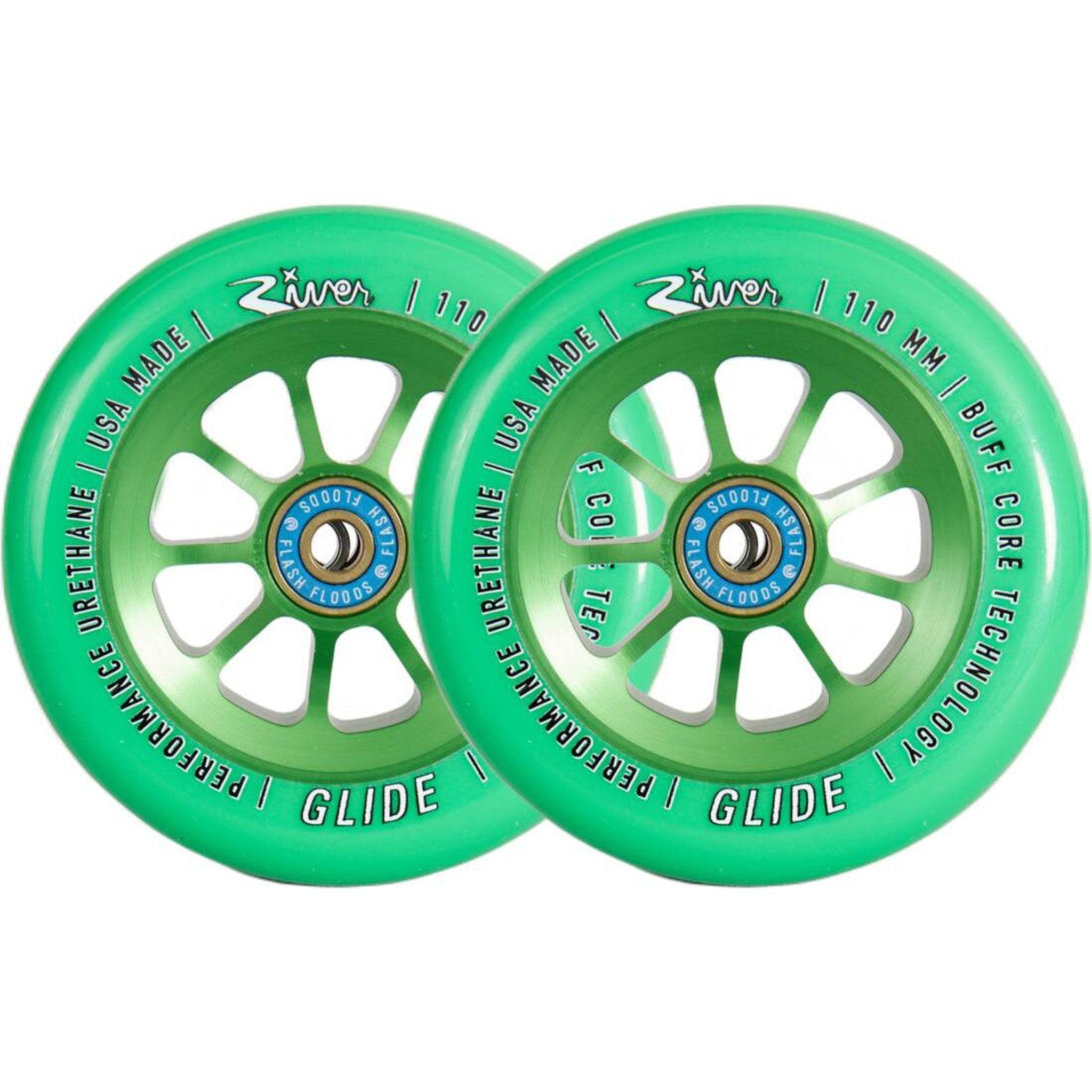 River Glide Emerald Hjul Til Løbehjul 2-Pak - Green-ScootWorld.dk