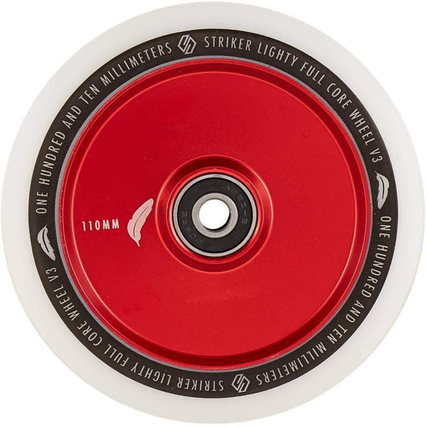 Striker Lighty Fullcore V3 Hvid PU 110mm Hjul Til Løbehjul - Red-ScootWorld.dk