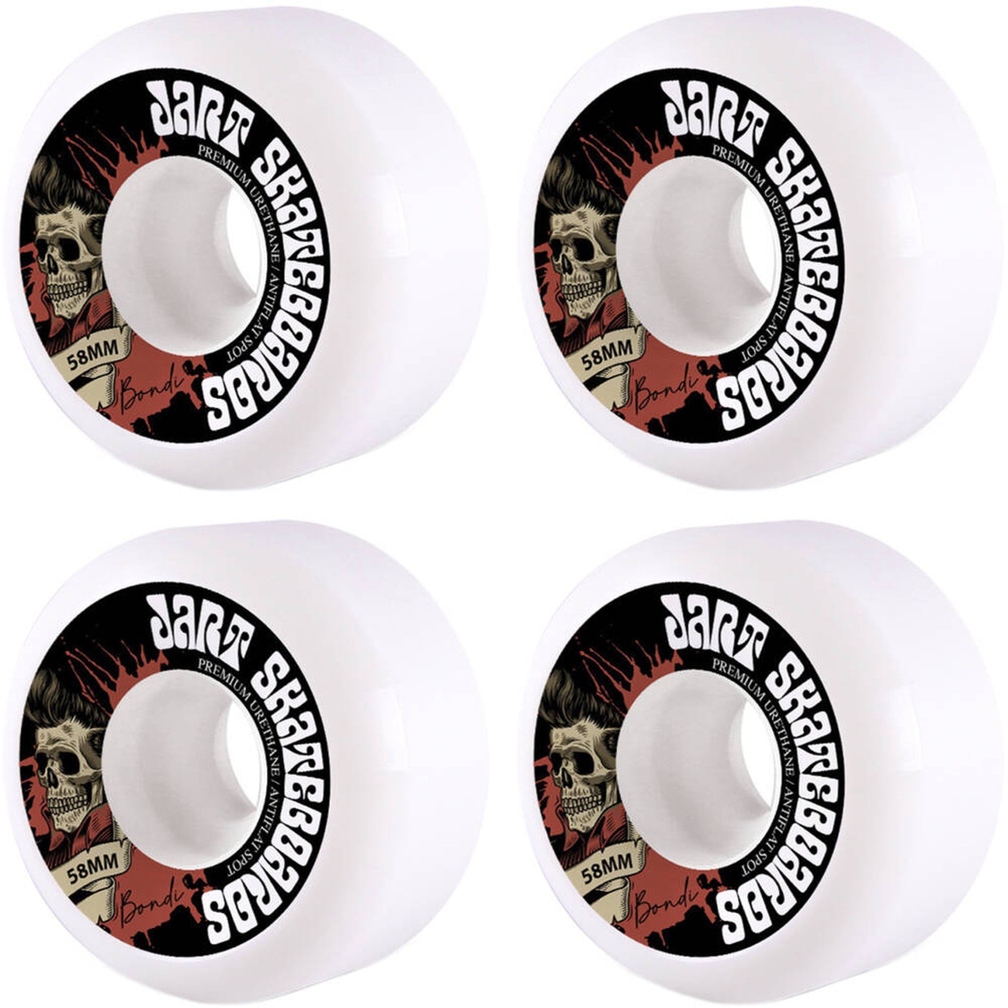 Jart Bondi 83B Skateboard Hjul 4-Pak - White/Black/Red-ScootWorld.dk